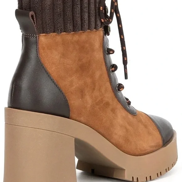 Chelsea & Violet Zaria Brown Leather Suede Lug Sole Platform Booties Sz 9M NEW - Picture 10 of 14